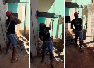 Vídeo mostra ex-funcionário de construtora quebrando parte de obra com marreta após ser demitido: ‘Pagamento nunca saiu’