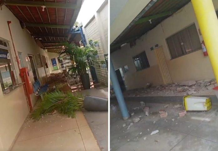 Parte do teto de escola municipal desaba em Palmas e área é isolada pelos Bombeiros