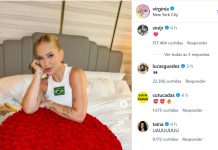 No Dia dos Namorados, Vini Jr. comenta com coração em post de Virginia com buquê